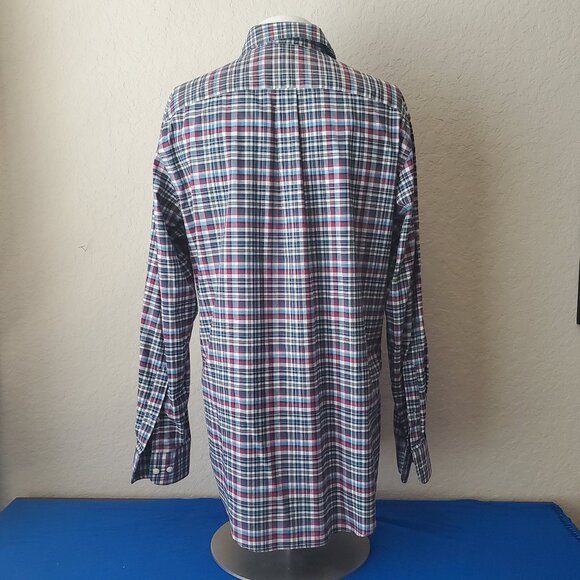Kirkland Signature Men's L Dress Shirt Long Sleeve Blue Plaid Sport Fit - Picture 4 of 7